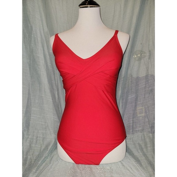 Red one piece Swimsuit small - Picture 1 of 2